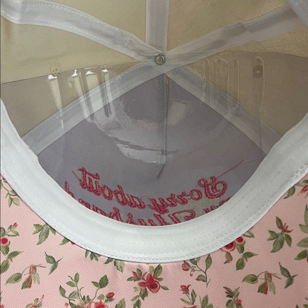 Pink Floral Baseball Cap with Embroidered Funny and Sassy Text - Picture 4 of 5